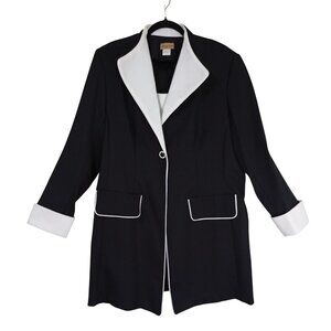 Midnight Velvet Womens Black & White Blazer Jacket Plu Size 20W Notched Lapel